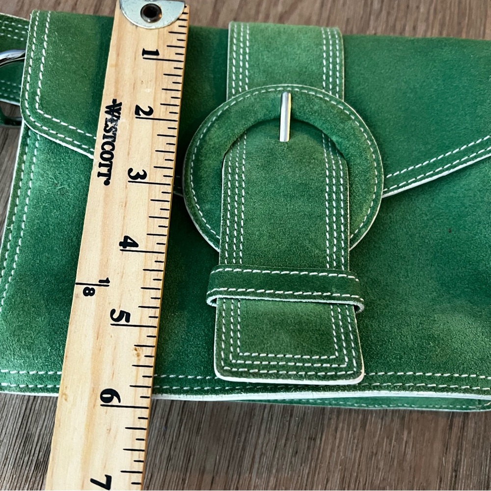 VTG Banana Republic Green Suede Buckle Front Purse - Picture 9 of 9